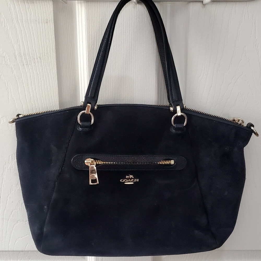 Coach suede navy blue bag